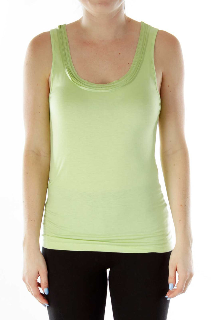 Green Tank Top with Pleated Detail