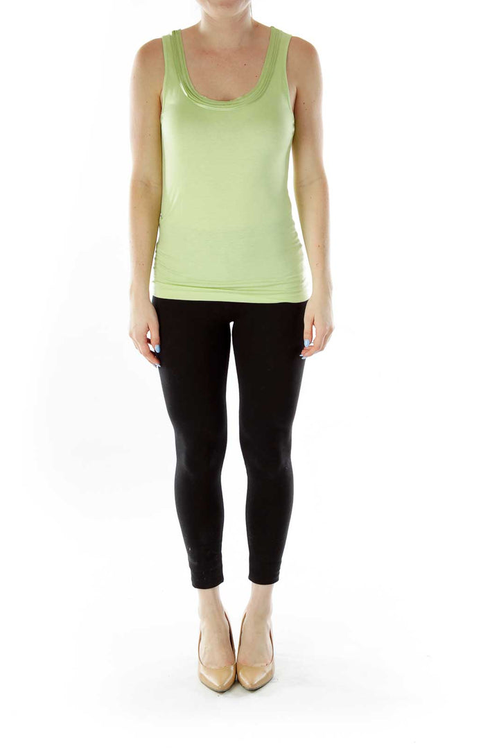 Green Tank Top with Pleated Detail