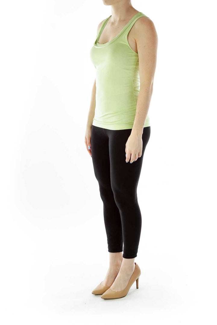 Green Tank Top with Pleated Detail