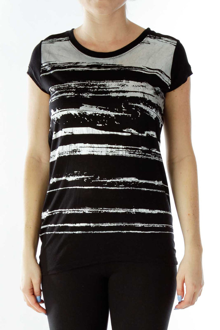 Black Silver Metallic T-Shirt