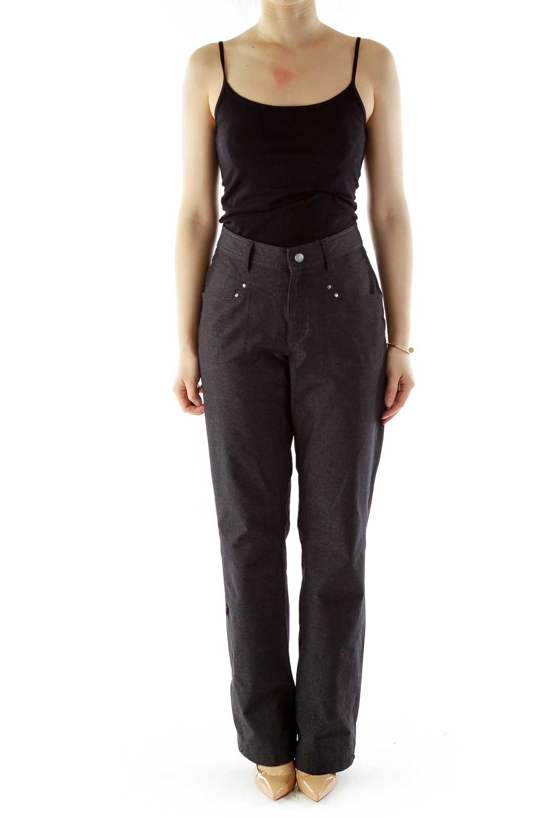 Dark Gray Straight-Leg Pants