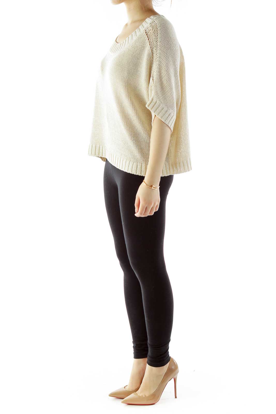 Cream Oversized Knit Top