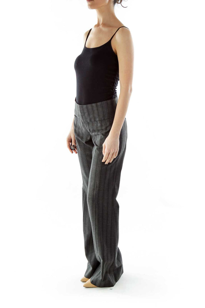 Gray Black Striped Wide-Leg Pants