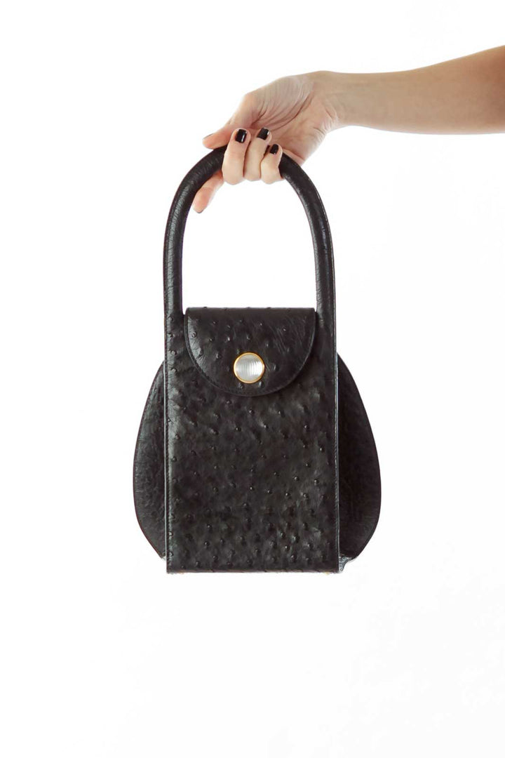 Black Faux-Fur Beaded Handbag