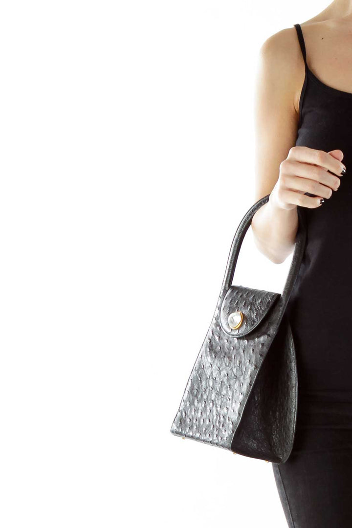 Black Faux-Fur Beaded Handbag