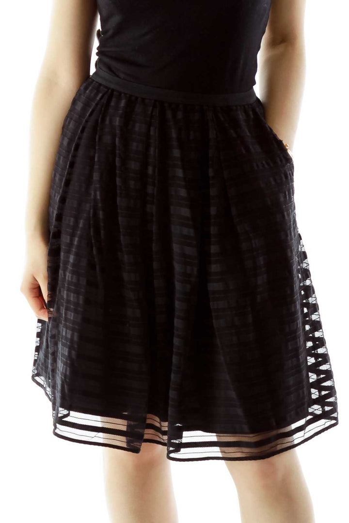 Black Layered A-Line Skirt