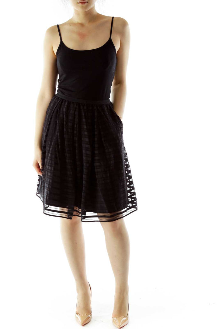 Black Layered A-Line Skirt