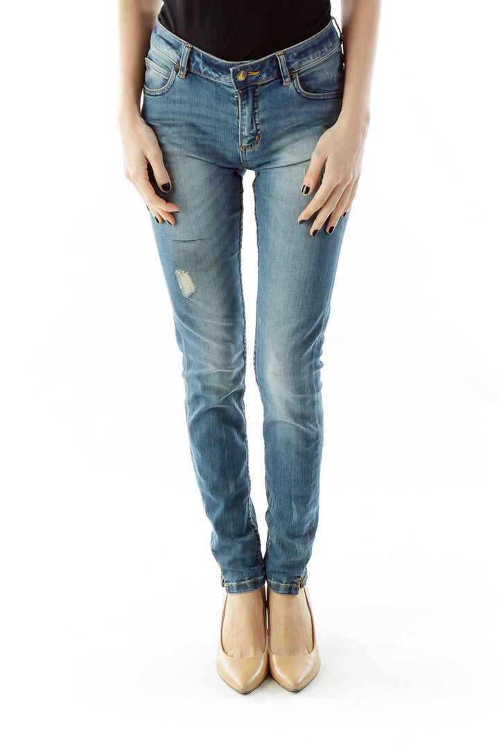 Blue Distressed Skinny Jeans