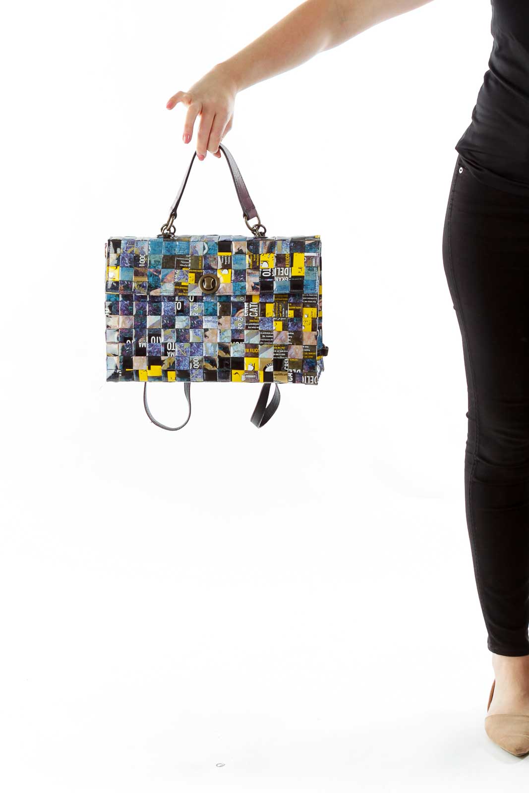 Multicolor Textured Convertible Bag