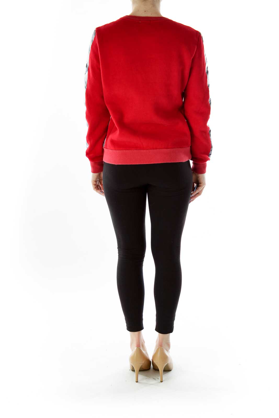 Red Multicolor Embroidered Sweatshirt