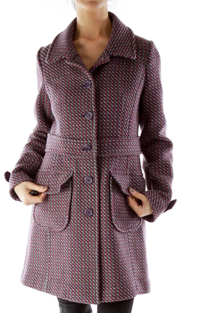 Purple Tweed Woven Coat