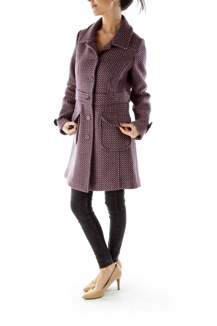 Purple Tweed Woven Coat