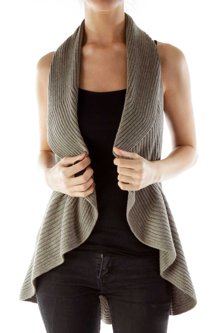 Taupe Flared Knit Vest