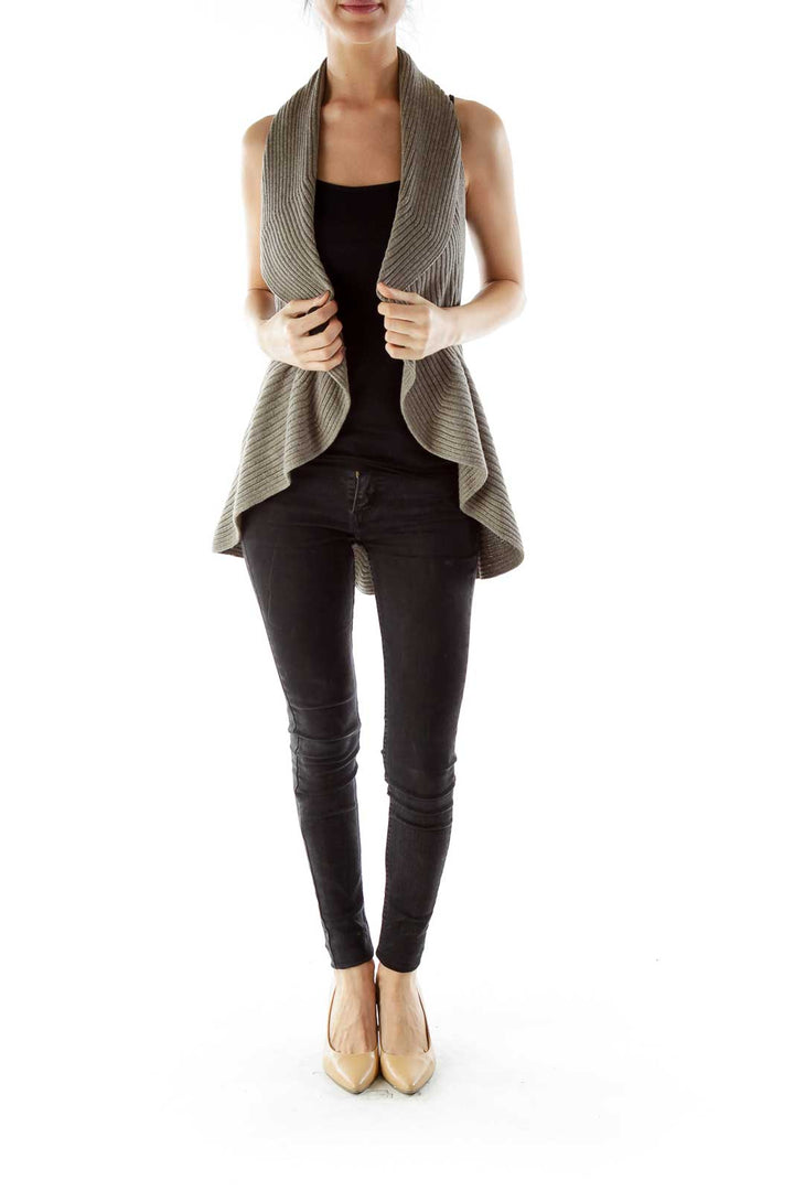 Taupe Flared Knit Vest