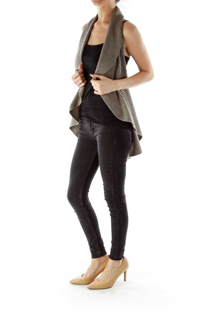 Taupe Flared Knit Vest