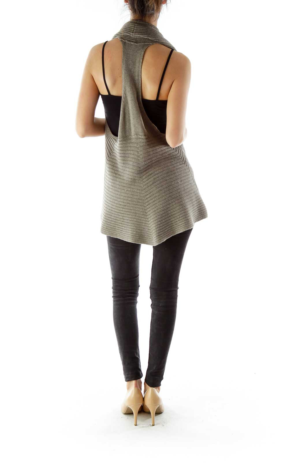 Taupe Flared Knit Vest