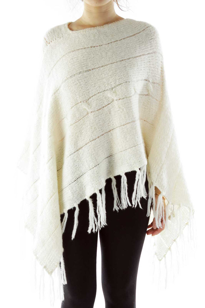 Cream Knit Poncho