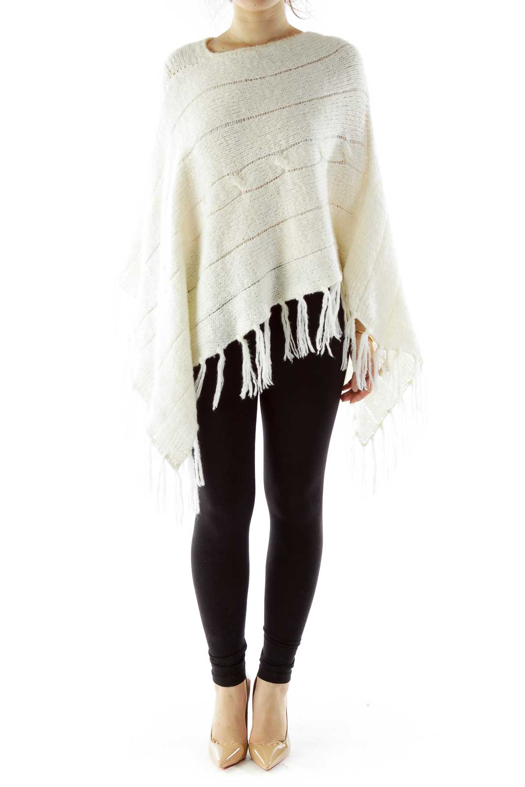 Cream Knit Poncho