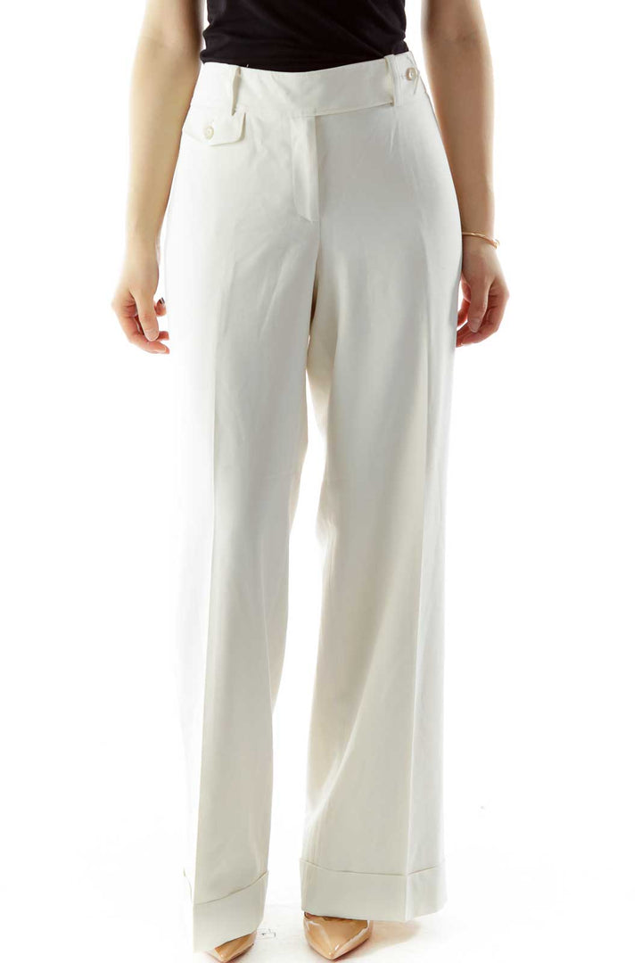 Beige Wide-Leg Pants