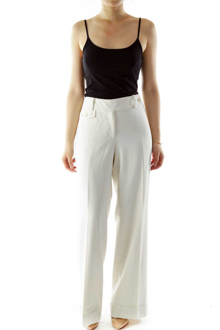 Beige Wide-Leg Pants