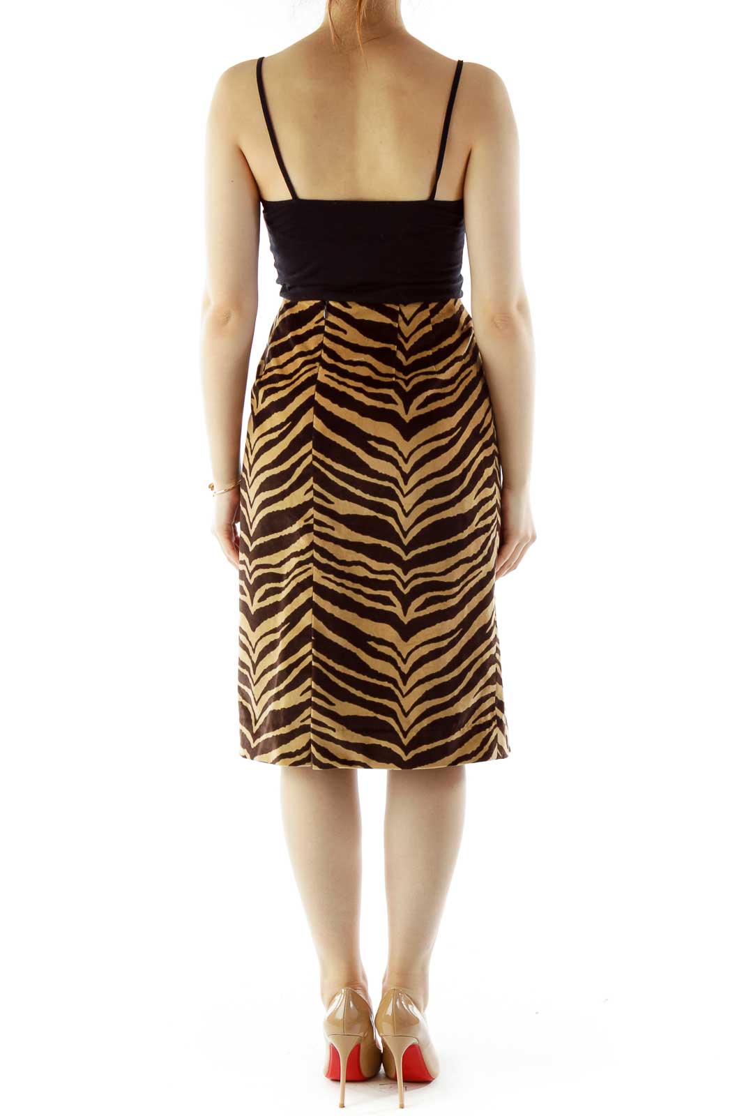 Brown Zebra Print Pencil Skirt