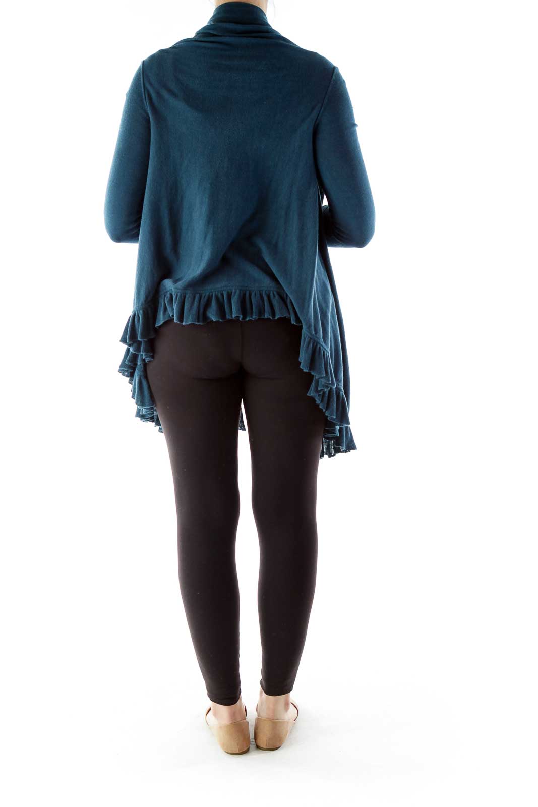 Blue Ruffled Silk Cardigan