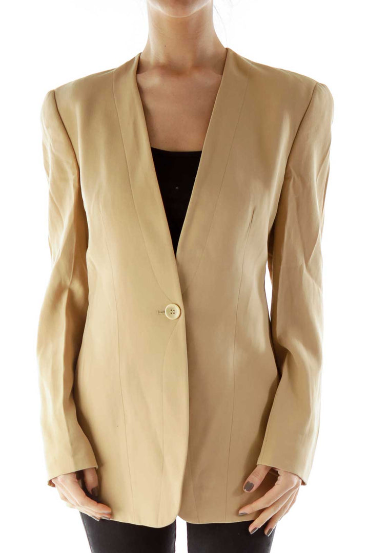 Beige Single-Breasted Blazer