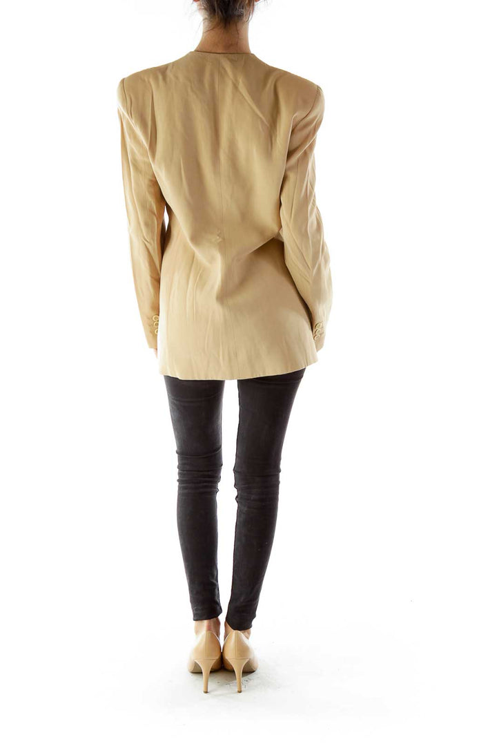 Beige Single-Breasted Blazer