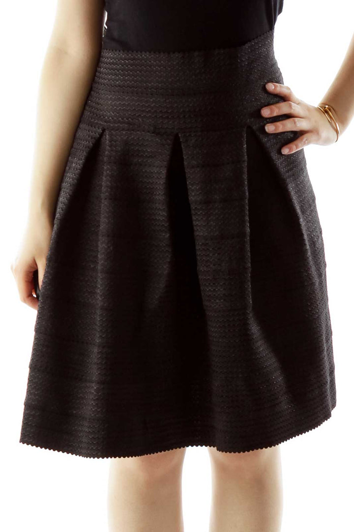 Black Textured Shimmer Flared Skirt