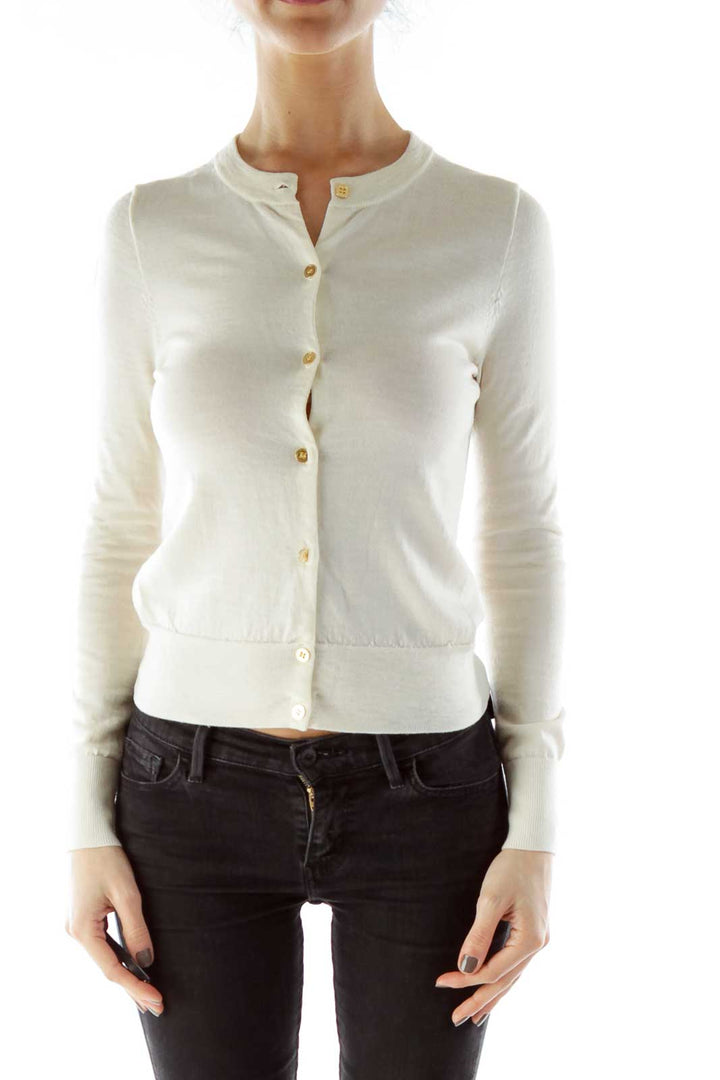 Cream Merino Wool Cardigan