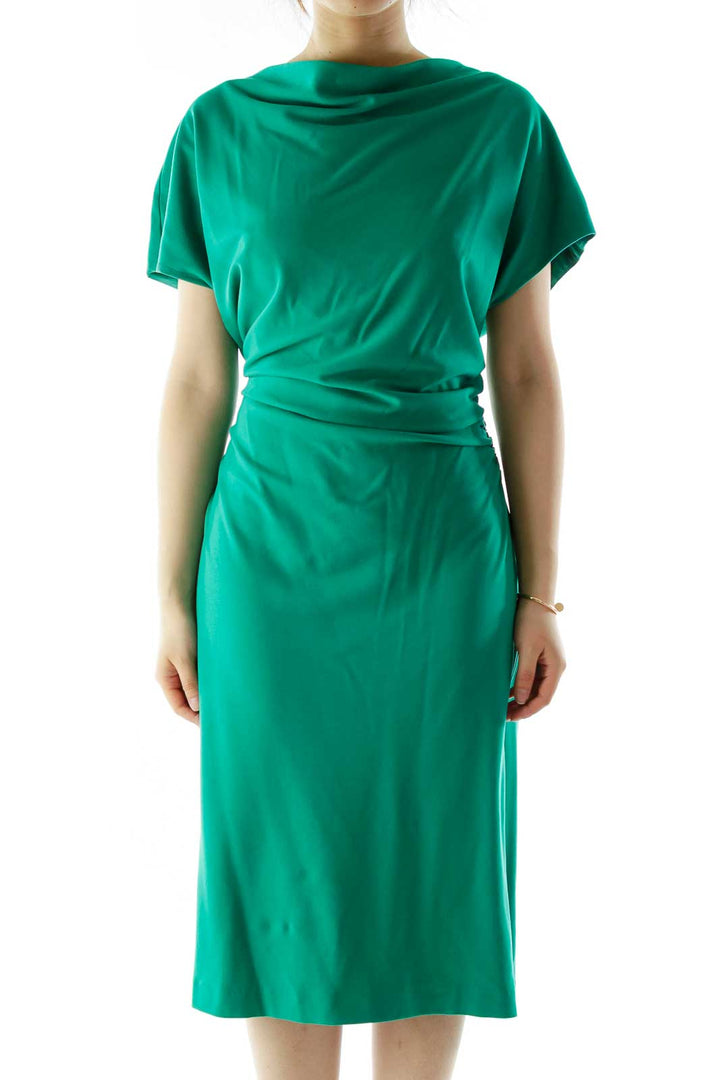 Green Scrunched Cocktail Dress