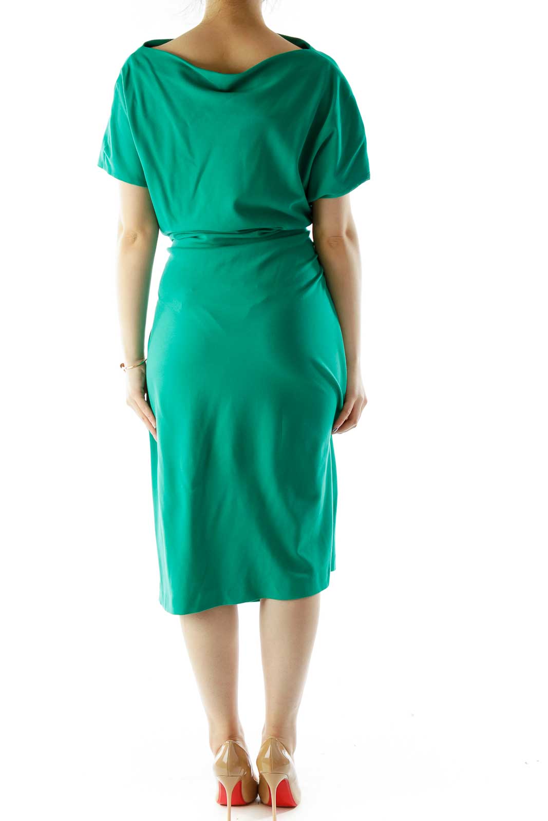 Green Scrunched Cocktail Dress