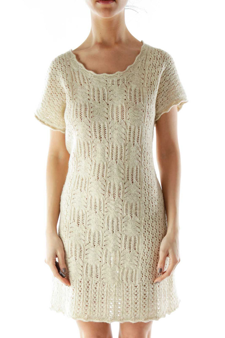 Beige Crocheted Day Dress