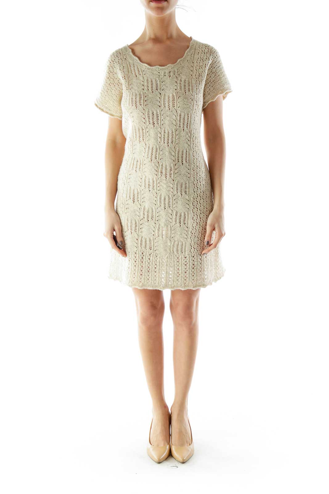 Beige Crocheted Day Dress