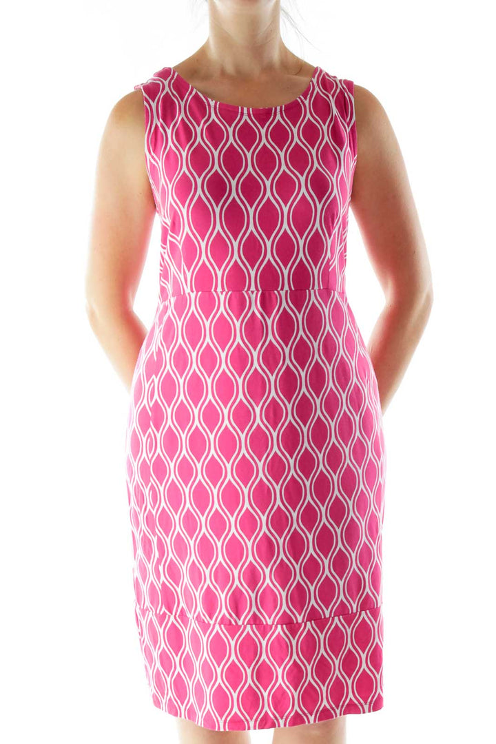 Hot Pink Print Jersey Dress