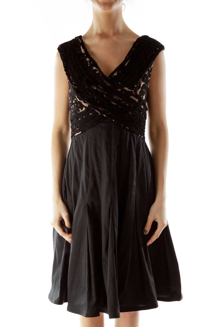 Black Lace Detail Cocktail Dress