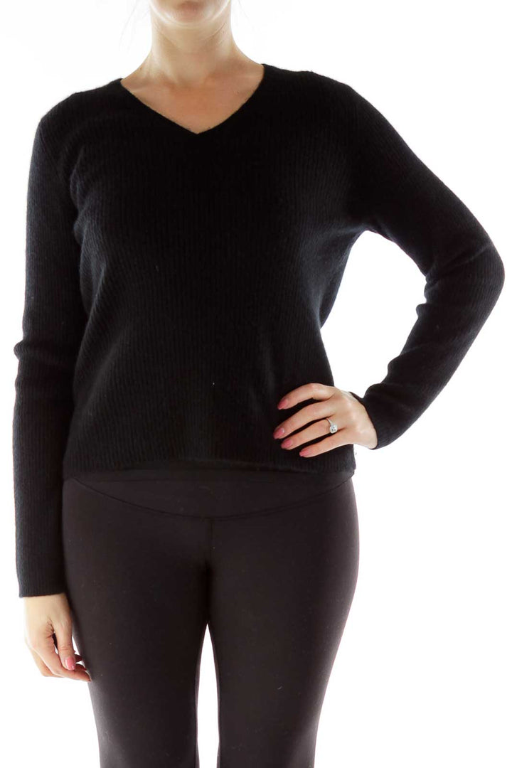 Black V-neck Cashmere Sweater