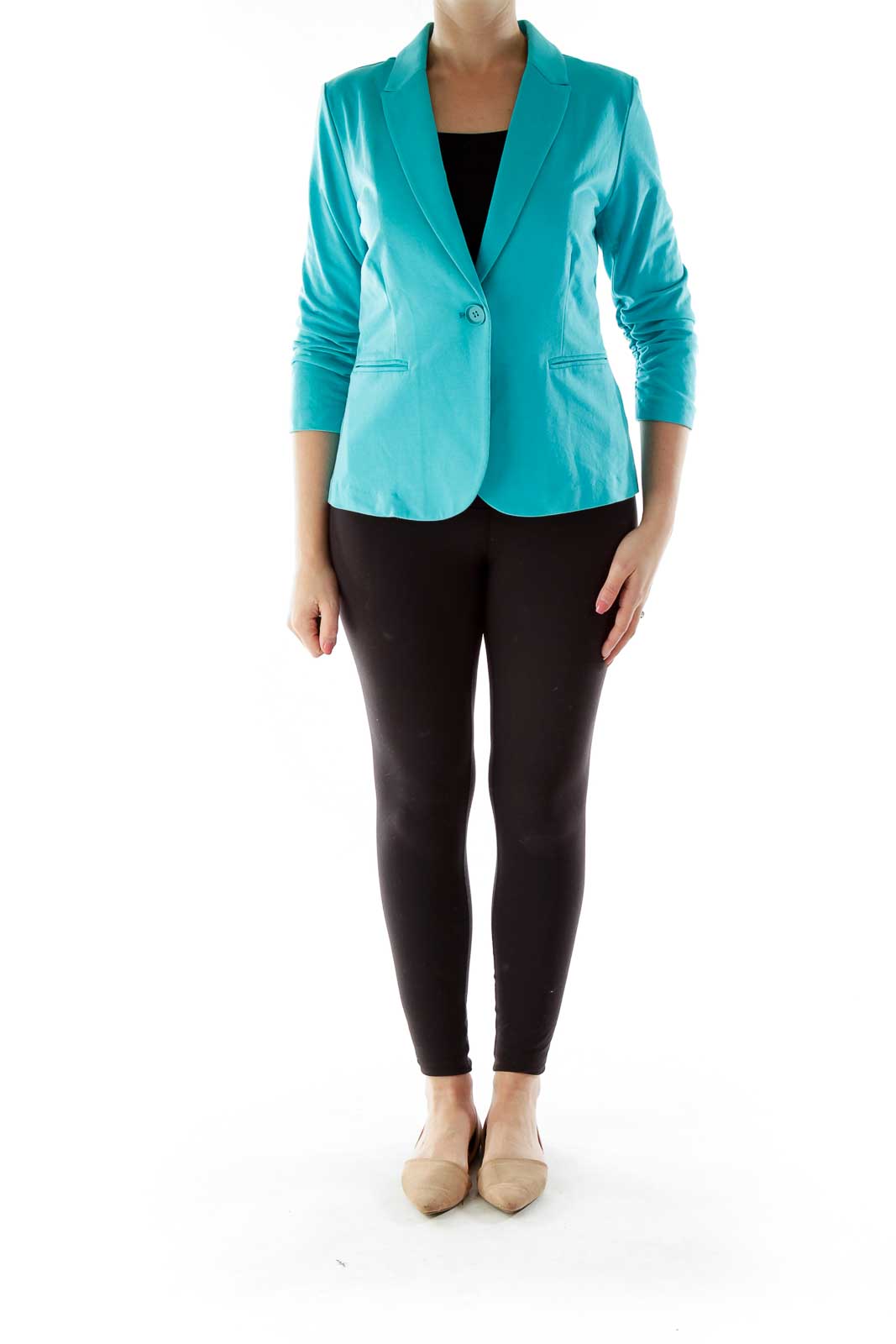 Turquoise Single Button Blazer