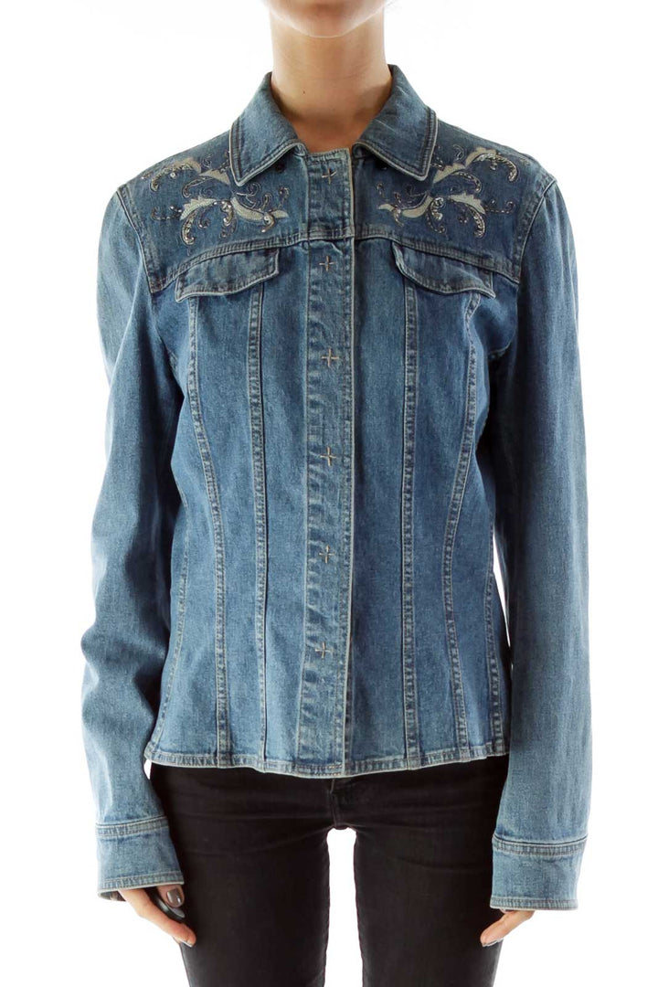 Blue Denim Embroidered Jacket