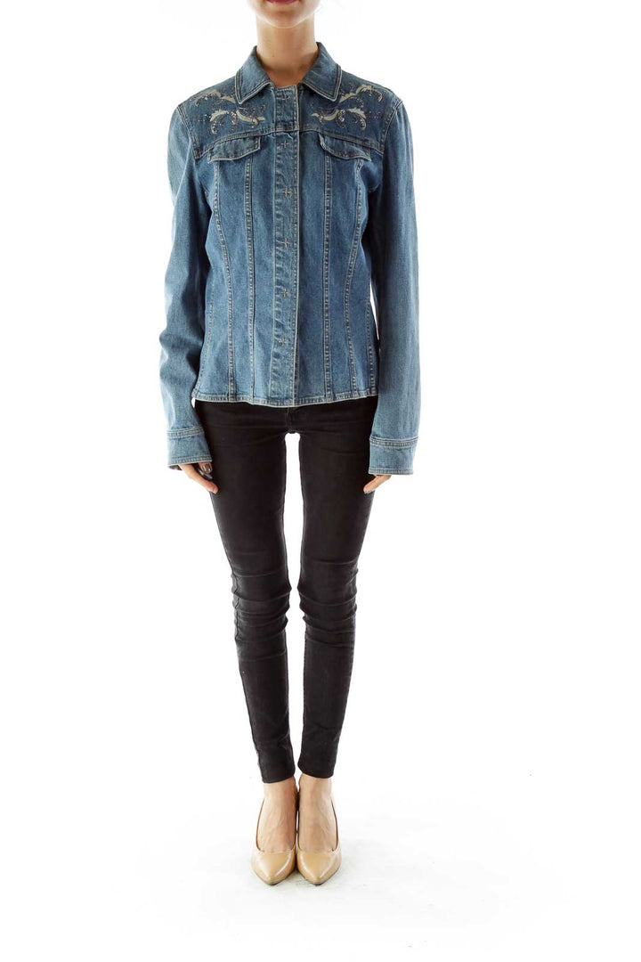 Blue Denim Embroidered Jacket