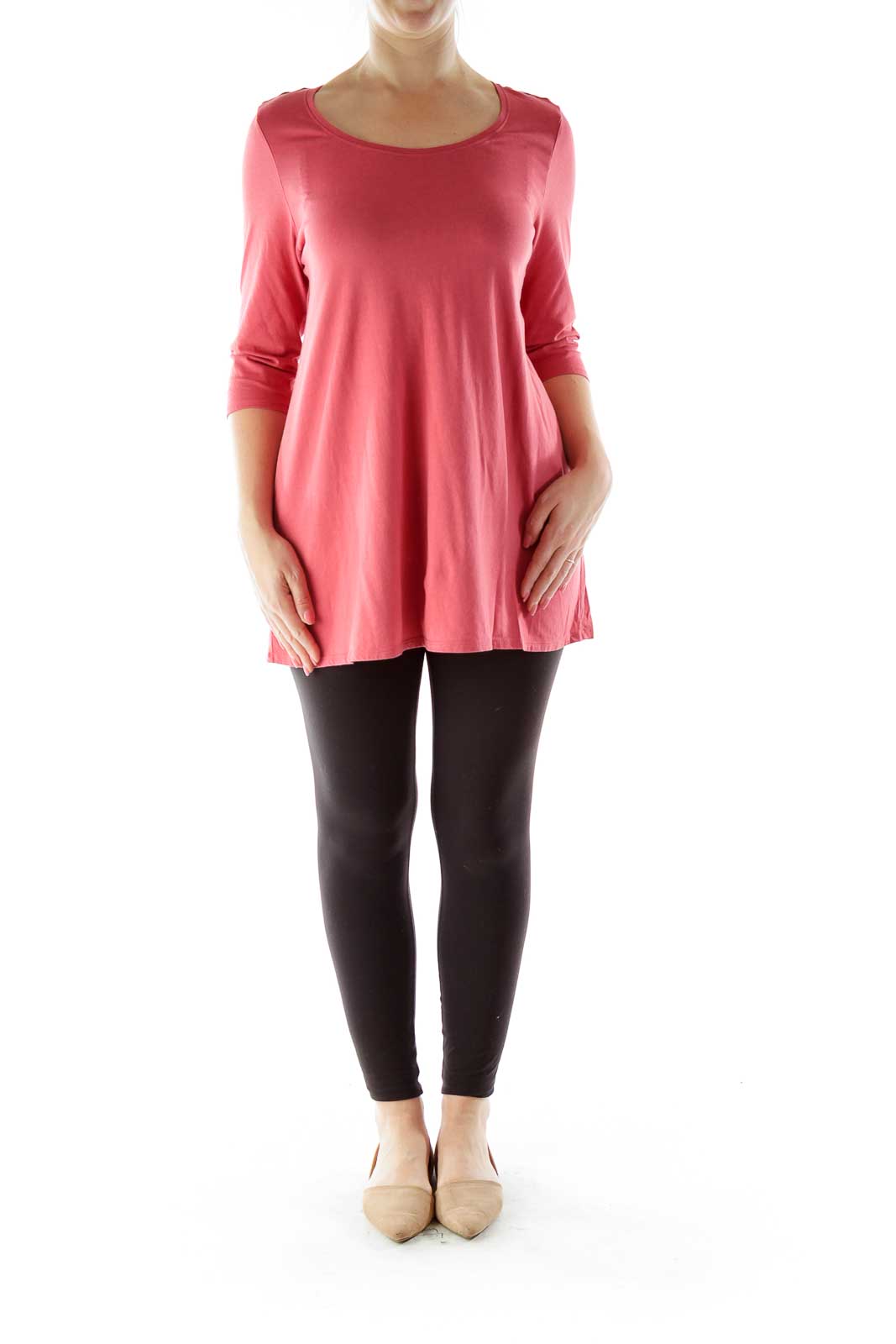 Red Round Neck Long Sleeve Top