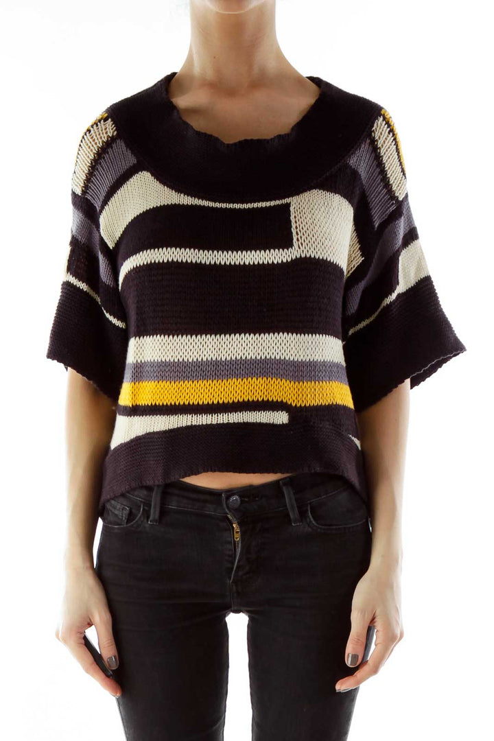 Black Yellow Striped Knit