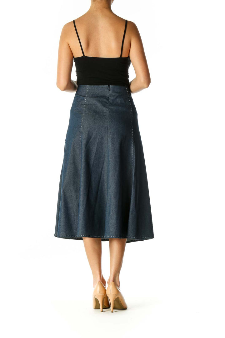 Blue Denim Midi Skirt