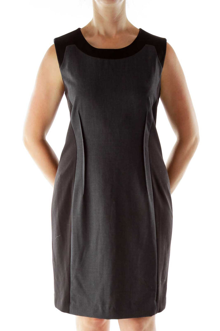 Gray Black Color Block Work Dress