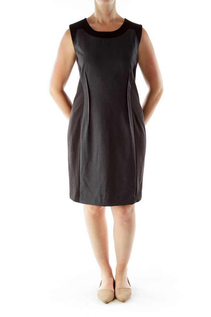 Gray Black Color Block Work Dress