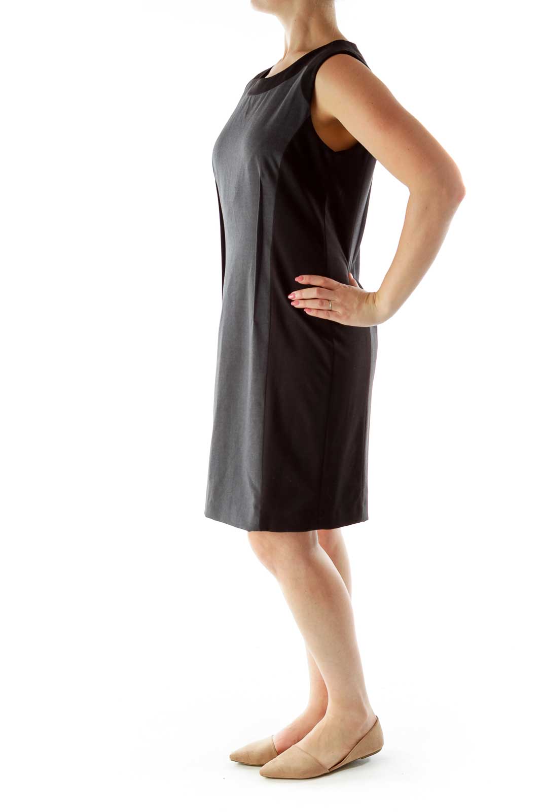 Gray Black Color Block Work Dress