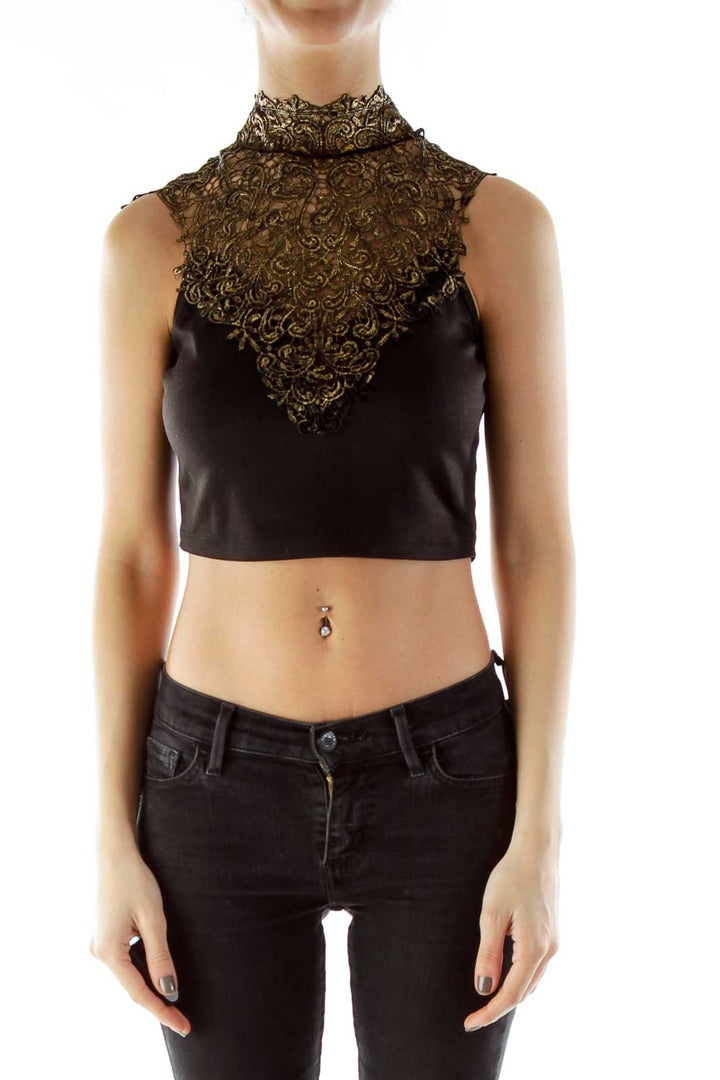 Black and Gold Crop Top