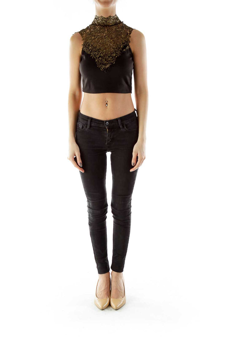 Black and Gold Crop Top