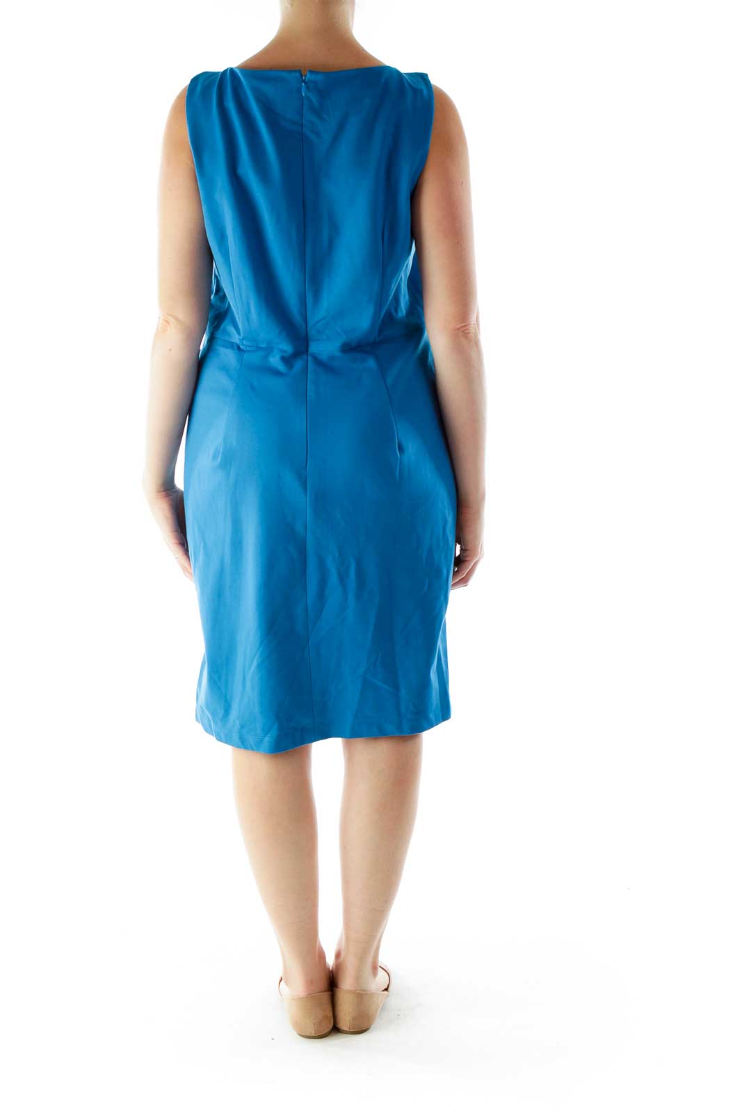 Blue Fitted Work Dress