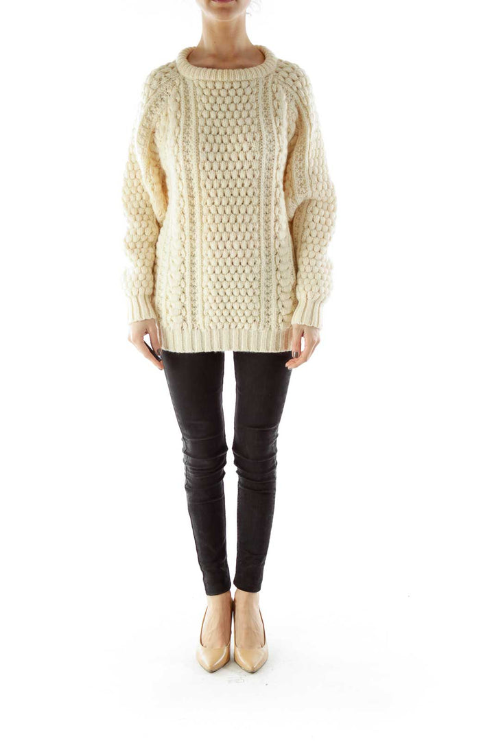 Cream Wool Knit Sweater